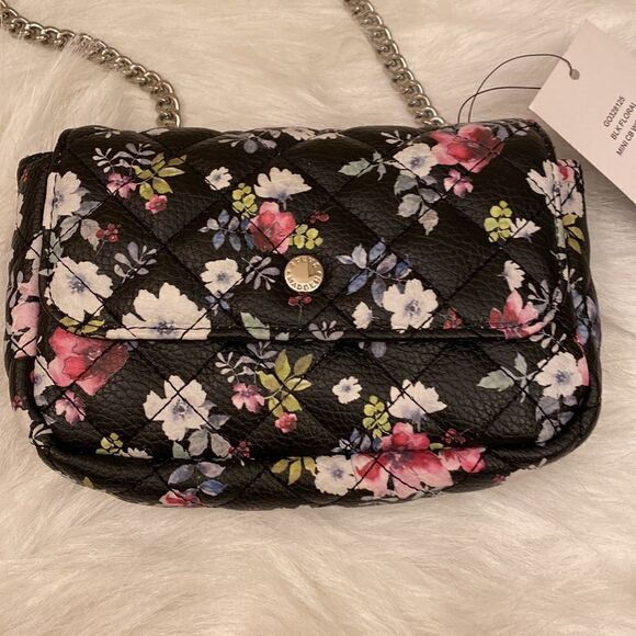 NWT Steve Madden Black Floral Purse w/ Matching Mini Pouch -l - Picture 7 of 16